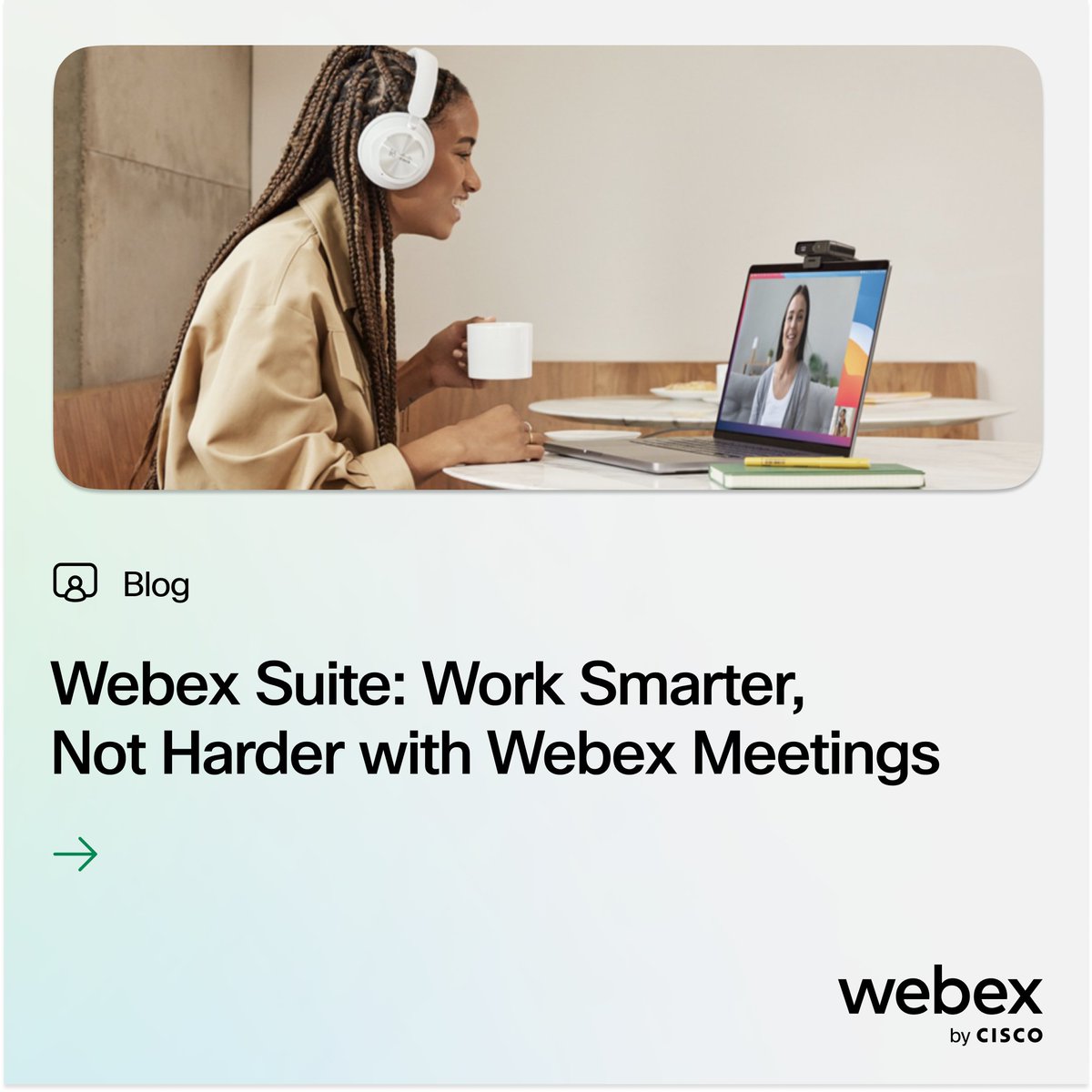 Webex's tweet photo. Looking to increase your meeting effectiveness, boost productivity and provide an equitable experience for everyone (before, during, and after a meeting)?

Webex Meetings is the answer. 

We’ll show you how…https://t.co/auq69hbQuZ https://t.co/8OOM6UzZEm