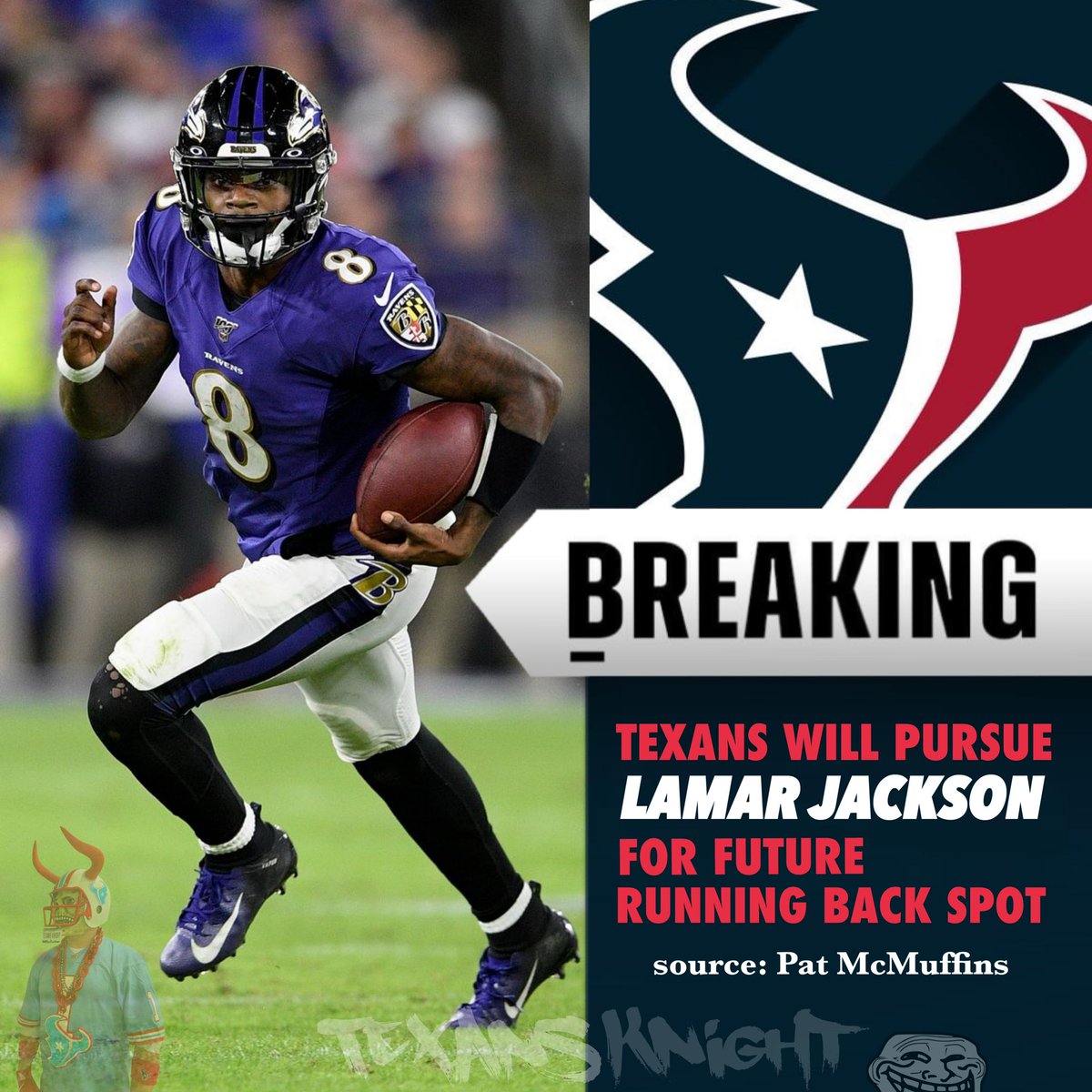 TexansKnight's tweet photo. 😂😂😂 Hey, we do gotta establish our running game for next season👀😏😂😂😂 LetsGooo!  #Texans #Ravens 🤘🏼💀🤘🏼 https://t.co/OcbmwiOaTk