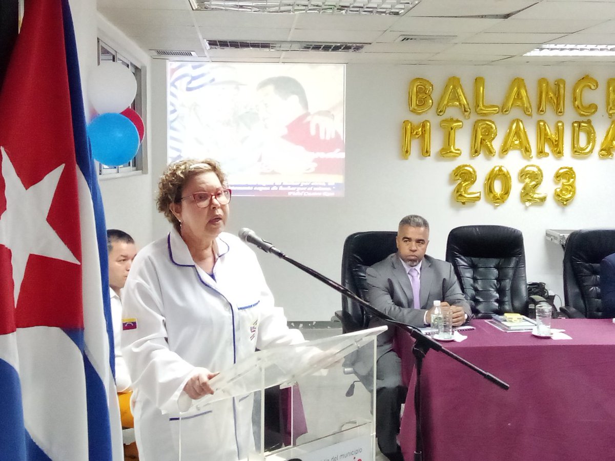 Se realizó en el día de hoy el Balance anual de trabajo 2023 de la MMC🇨🇺 en el Estado Miranda 🇻🇪 donde la Dra. Marelia Guillén. Autoridad Única de Salud en el Estado tubo el honor de pronunciar las palabras finales. #EstaEsLaRevolución 
#MartíVive 
<a href="/CubaMir_Ven/">Brigada Médica Cubana Estado Miranda</a>
<a href="/DrYusleivy/">Dr. Yusleivy Martínez</a>