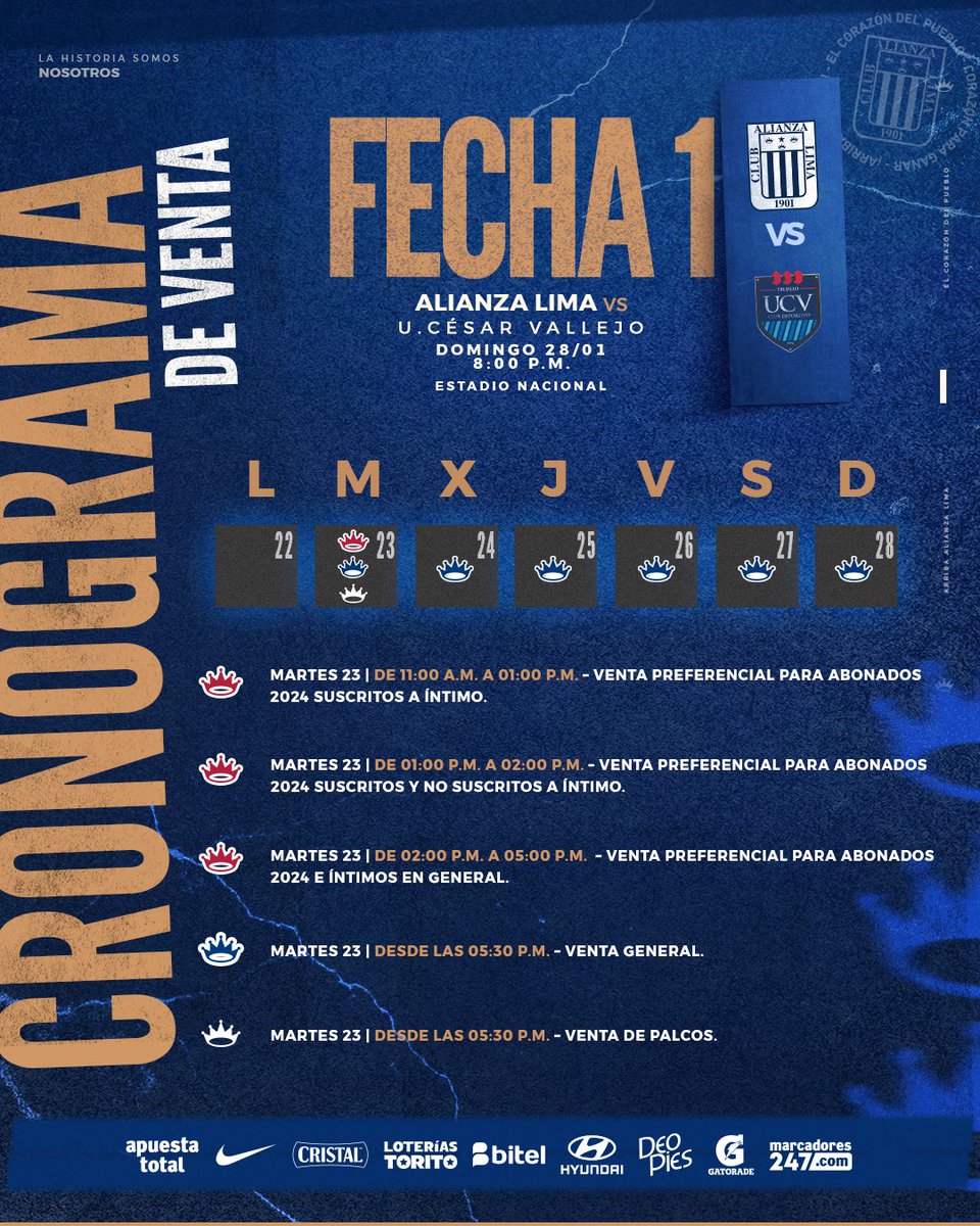 ❗️𝗔𝗧𝗘𝗡𝗖𝗜𝗢́𝗡 𝗕𝗟𝗔𝗡𝗤𝗨𝗜𝗔𝗭𝗨𝗟❗️ Este es el 𝗰𝗿𝗼𝗻𝗼𝗴𝗿𝗮𝗺𝗮 𝗱𝗲 𝘃𝗲𝗻𝘁𝗮 de entradas para el partido ante @clubucv. 👉🏾 𝘼𝙧𝙧𝙖𝙣𝙘𝙖𝙢𝙤𝙨 𝙡𝙖 𝙫𝙚𝙣𝙩𝙖 𝙥𝙧𝙚𝙛𝙚𝙧𝙚𝙣𝙘𝙞𝙖𝙡 𝙢𝙖𝙣̃𝙖𝙣𝙖 𝙖 𝙡𝙖𝙨 𝟏𝟏:𝟎𝟎 𝙖𝙢. 👈🏾 #ConAlianzaSiempre