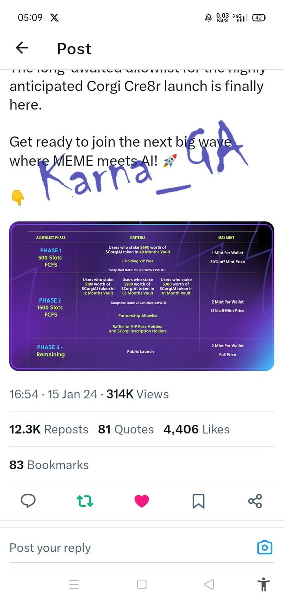 Karna_GA's tweet photo. @EtheriaCrypto @corgiaiclub Done https://t.co/xQWoOd7nnG