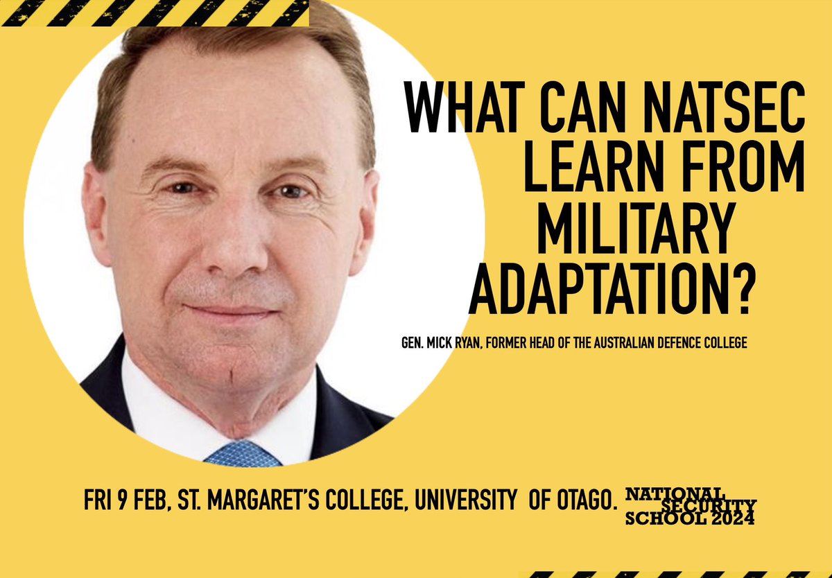 FRIDAY FEB 9: How can national security organisations practice agility and adaptation? Russo-Ukraine War commentator Gen. Mick Ryan examines how institutions can respond through new ideas, new organisational constructs and investing in their people. otago.ac.nz/foreign-policy…