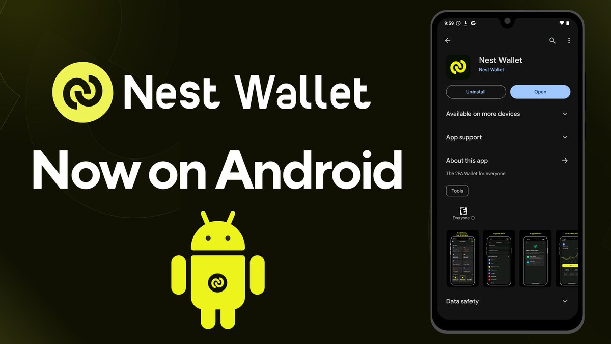 nestwalletxyz's tweet photo. Nest Wallet is now on Android! 📱

Industry leading security features right at your fingertips. https://t.co/o3ee0DCcTS