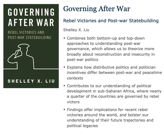 Mara Revkin @mararevkin.bsky.social (@mararevkin) on Twitter photo SO excited for <a href="/shelley_x_liu/">Shelley Liu</a> new book, "Governing After War: Rebel Victories and Post-war Statebuilding"! Should be of interest to <a href="/rebgov/">Rebel Governance Network</a> <a href="/armedgroupsintl/">Armed Groups and International Law</a> <a href="/just_security/">Just Security</a> and many more: bit.ly/govafterwar <a href="/DukeSanford/">Sanford School of Public Policy</a> SO excited for <a href="/shelley_x_liu/">Shelley Liu</a> new book, "Governing After War: Rebel Victories and Post-war Statebuilding"! Should be of interest to <a href="/rebgov/">Rebel Governance Network</a> <a href="/armedgroupsintl/">Armed Groups and International Law</a> <a href="/just_security/">Just Security</a> and many more: bit.ly/govafterwar <a href="/DukeSanford/">Sanford School of Public Policy</a>