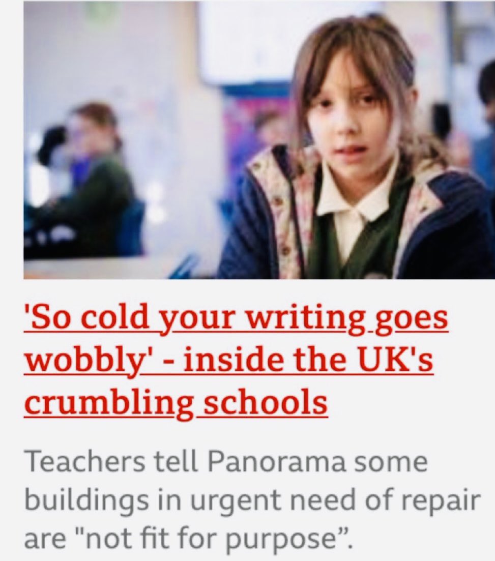 #Panorama
Britain's Crumbling Schools

I can hardly speak with fury 
Where has all the money gone?
Filtered through Academy owners?
I'll have a deep dive

Tories don't care about your kids...they're stealing their futures

I hope there are multiple prosecutions in years to come😡