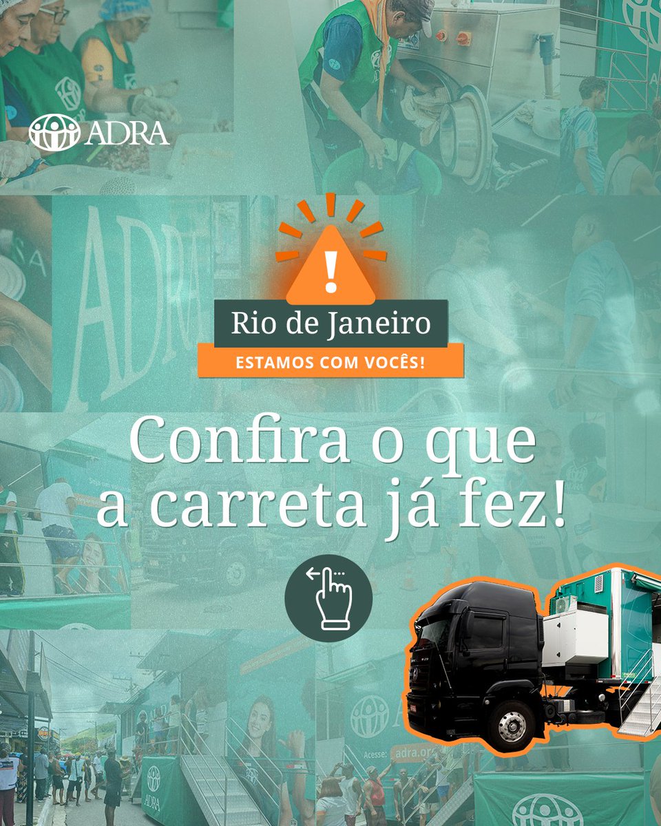 ADRABrasil's tweet photo. A Carreta Solidária chegou no Rio de Janeiro no dia 19, e já ajudou muito! Confira nas imagens.
Você pode ajudar a ADRA a fazer mais?
➡️Vamos dar kits de higiene às famílias afetadas.
Doe por PIX: sos@adra.org.br
💚💚💚
#SOSRJ
#CarretaSolidária #ADRABrasil https://t.co/k2cE2gY68N