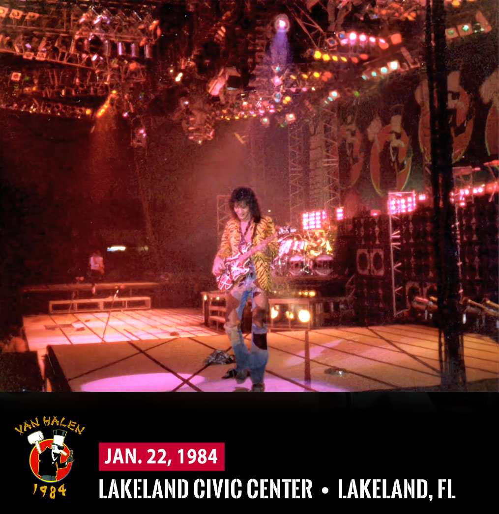 1/22/1984 – Another cool snapshot from Ed's side. This was during the encore when the 'hammer guy' backdrop came out for 'You Really Got Me' and 'Ain't Talkin' 'Bout Love' (Lakeland, FL)