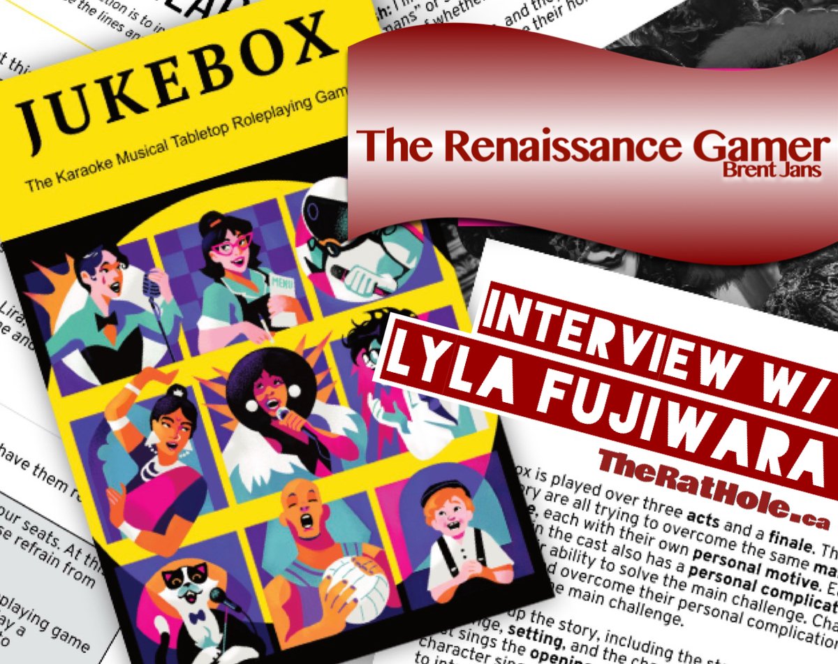 TheRatHoleDOTca's tweet image. TheRatHole.ca/renaissance-ga…
Join our Renaissance Gamer, @dorklordcanada, as he interviews designer Lyla Fujiwara @CeruleanOtter about her new project: Jukebox- The Karaoke Musical TTRPG

#karaoketime #GameNightFun #indiettrpg #IndieRPGs #ttrpgcommunity #ttrpgfamily #karaoke #jukebox