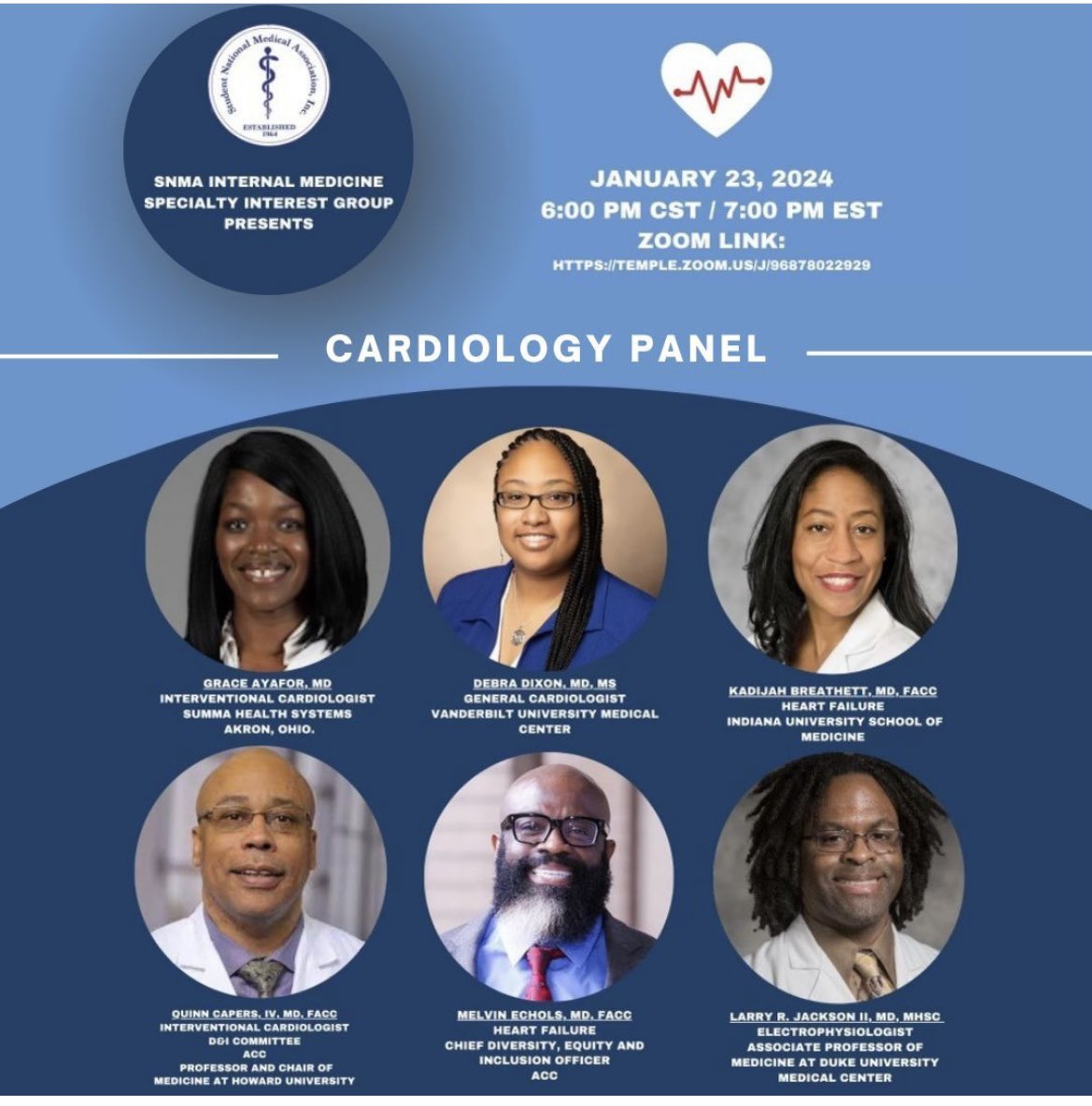 Quinn Capers, IV (@drquinncapers4) on Twitter photo Please let med students and #premed students know about this informational seminar about the specialty of Cardiology! See you tomorrow 🫀! <a href="/ABCardio1/">Association of Black Cardiologists</a> <a href="/ACCinTouch/">American College of Cardiology</a> Please let med students and #premed students know about this informational seminar about the specialty of Cardiology! See you tomorrow 🫀! <a href="/ABCardio1/">Association of Black Cardiologists</a> <a href="/ACCinTouch/">American College of Cardiology</a>