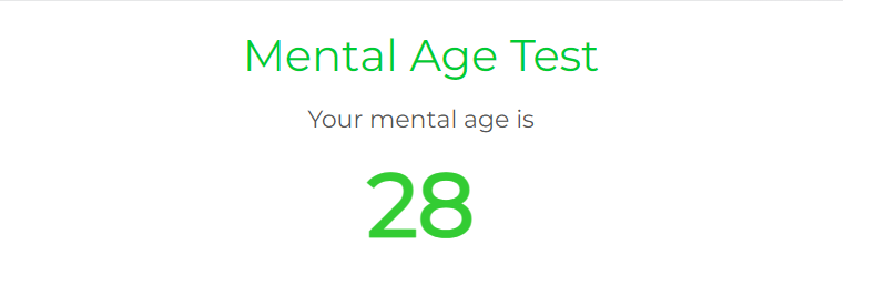vonsya's tweet photo. I have a mental age of 28 !  https://t.co/pguIJsawFK #agetest 😀 https://t.co/wPFWax4hvL