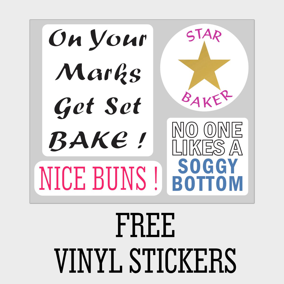 Great British Bake Off style apron, GBBO, Bake Off Gift, FREE Vinyl Stickers. tuppu.net/c2f6cd1a  #CookingGift