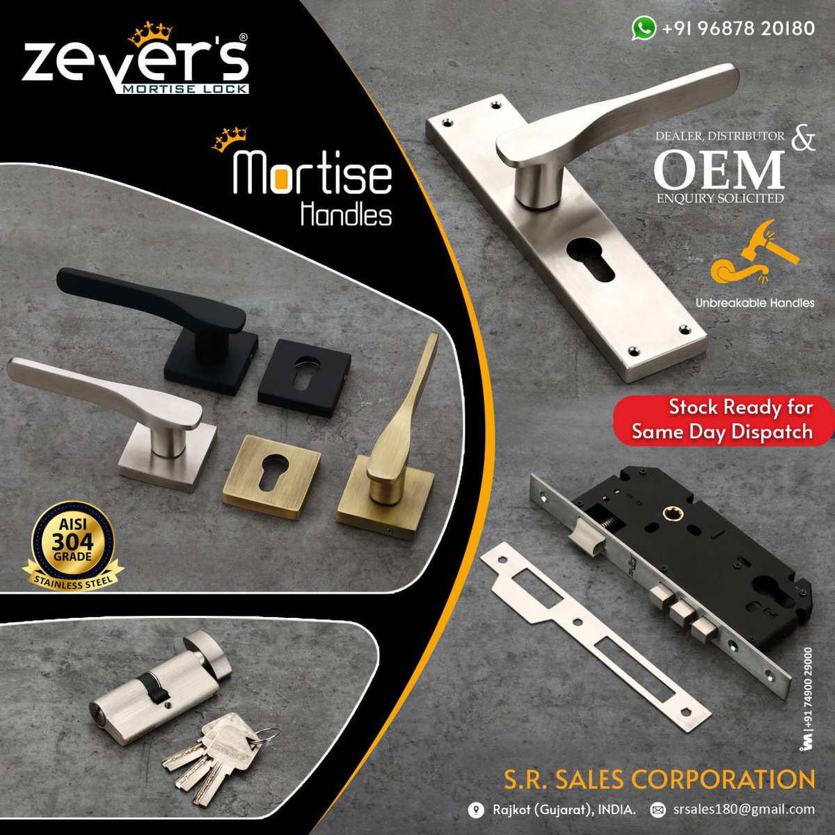 ibais_hardware's tweet photo. S.R. SALES CORPORATION - RAJKOT
For enquiry via WhatsApp click:
https://t.co/XOoFE1ltHW
Mr. Sagar Koladiya - 96878 20180
#doorlocksystem #mortisehandle #mortisehandlelock #lockcylinder #doorlockset #DoorLockSystem #doorlockbody #doorlock #doorfittingproduct
.
@ibais_hardware https://t.co/1GBuhuX9Nz