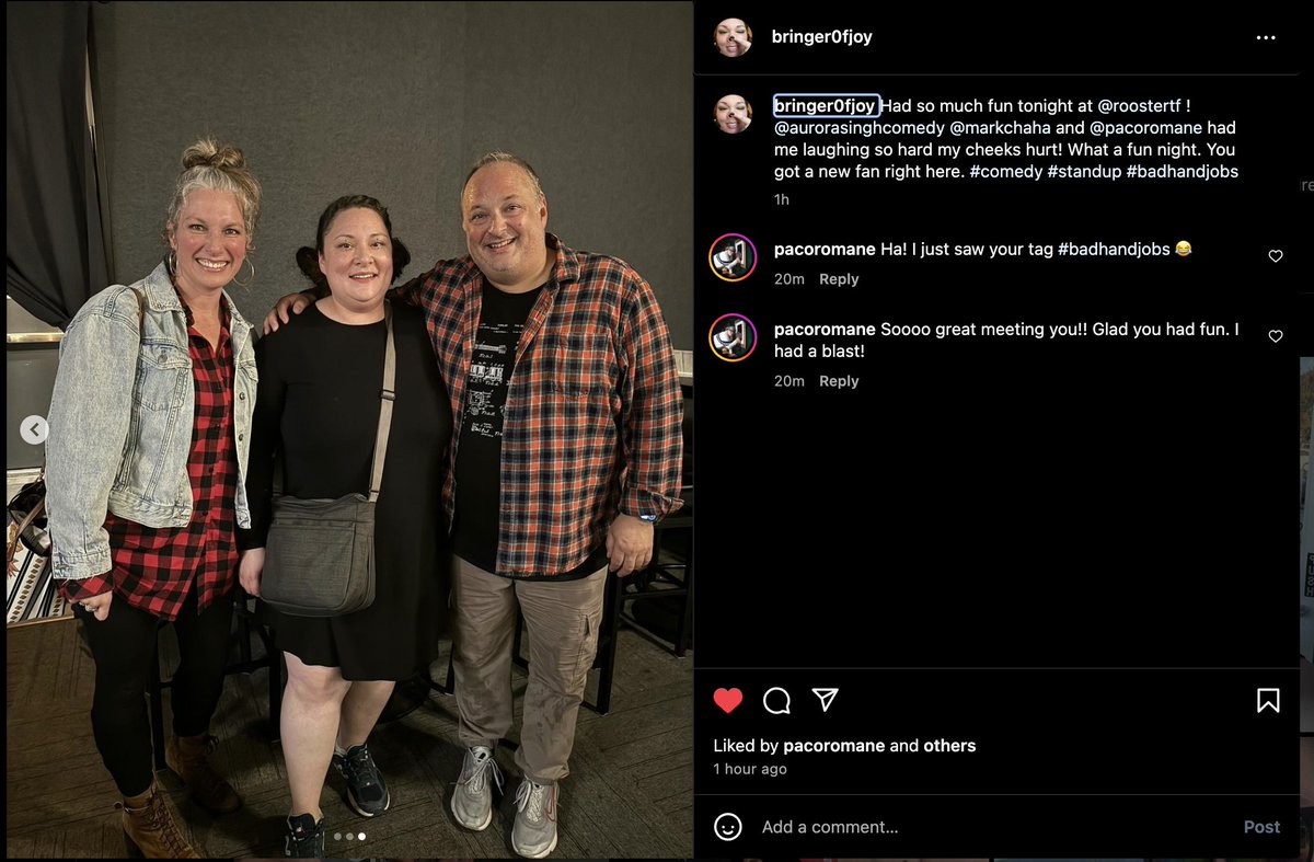 pacoromane's tweet image. This is so nice and I love making new fans and friends! 

"Paco Romane had me laughing so hard my cheeks hurt! What a fun night. You got a new fan right here"