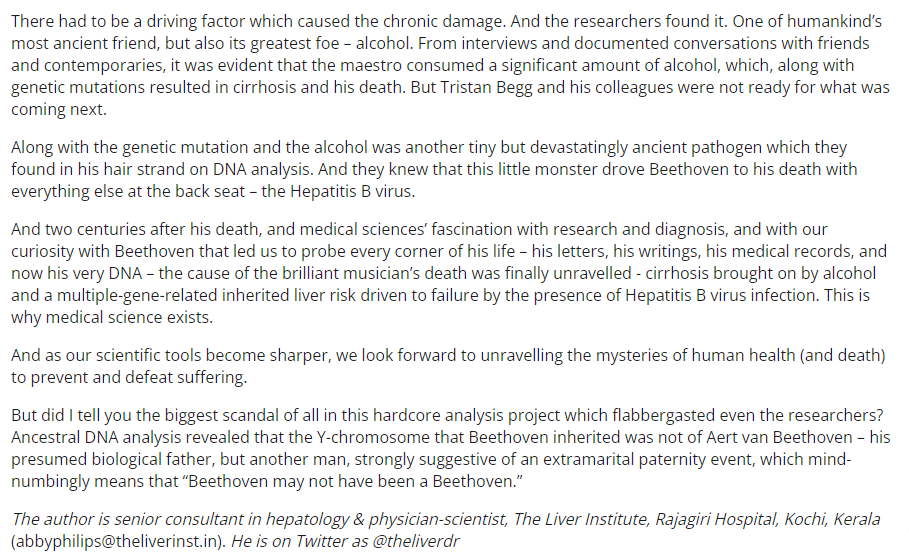 ICYMI - my thrilling "whodunit" write up in <a href="/the_hindu/">The Hindu</a> on the mysterious death of Ludwig von Beethoven, here it is, for your reading pleasure. You''ll blink your eye only after you complete this heart-racing investigation into the maestro's death, a masterclasss in Hepatology.