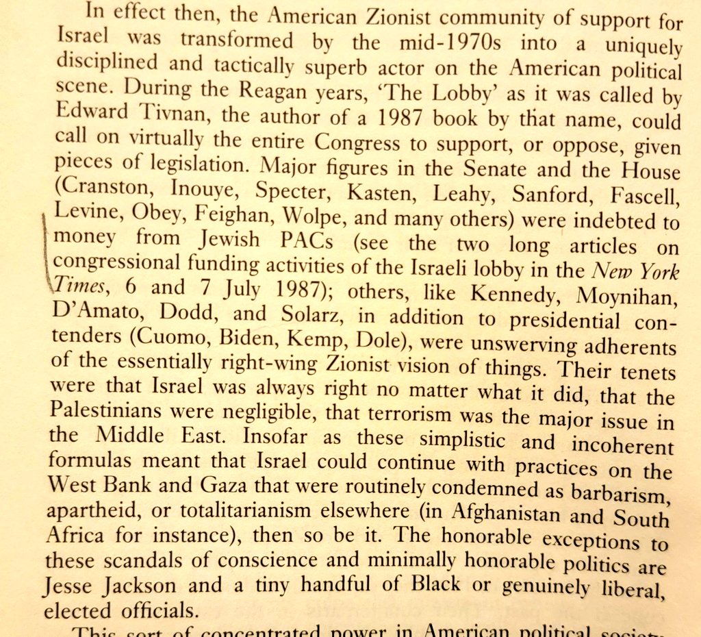 Edward Said criticizing Biden for his adherence to the "essentially right-wing Zionist vision of things" all the way back in 1988