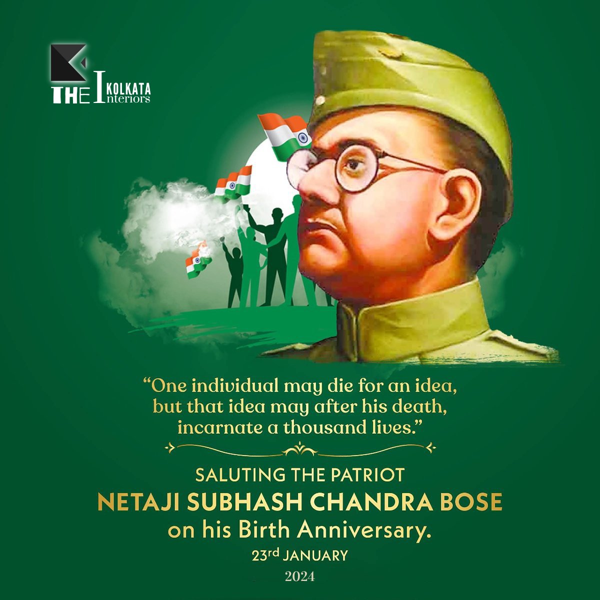TheKolkata_Int's tweet photo. Remembering the architect of the Indian National Army, Netaji Subhash Chandra Bose, on his birth anniversary. The Kolkata Interior salutes the visionary leader’s undying spirit and commitment to a liberated India.
#thekolkatainterior #SubhashChandraBose https://t.co/J1JFUAZDtx