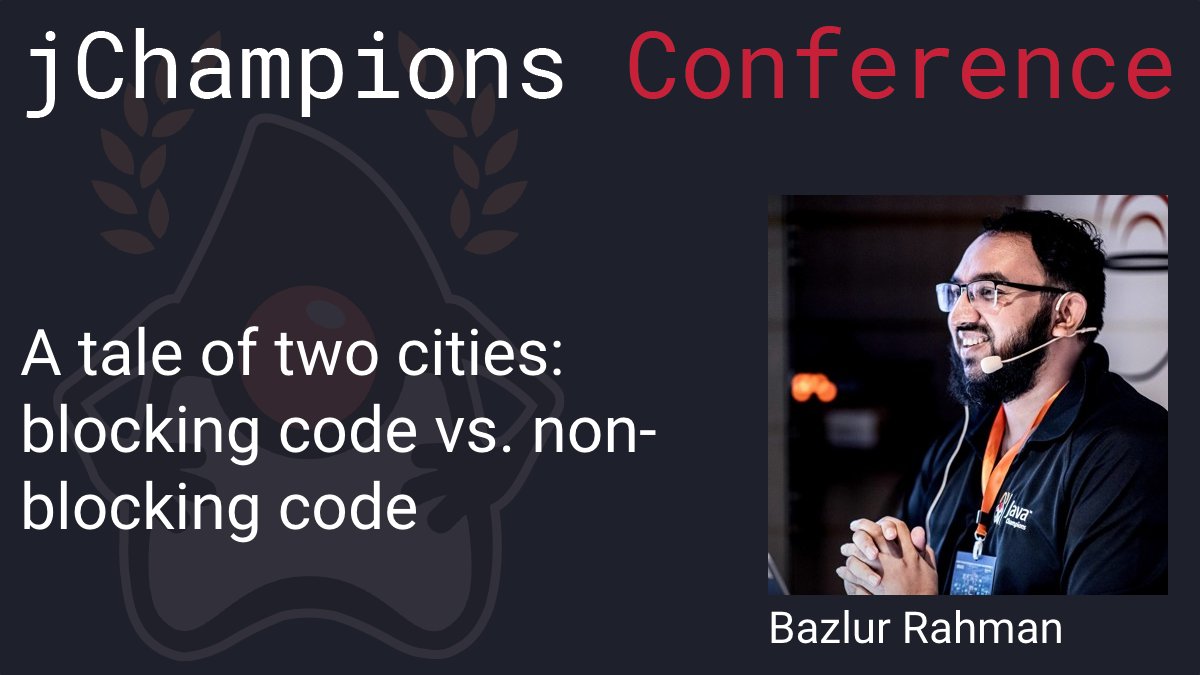 A N M Bazlur Rahman 🇧🇩🇨🇦 (@bazlur_rahman) on Twitter photo 🌟 Join us for the jChampions Conference, Jan 25-30! A unique FREE ONLINE event featuring talks exclusively by <a href="/Java_Champions/">Java Champions</a>.
Register now and explore the schedule at jchampionsconf.com.
Dive into the world of #Java and #OpenJDK with industry experts.
Don't miss it. 🌟 Join us for the jChampions Conference, Jan 25-30! A unique FREE ONLINE event featuring talks exclusively by <a href="/Java_Champions/">Java Champions</a>.
Register now and explore the schedule at jchampionsconf.com.
Dive into the world of #Java and #OpenJDK with industry experts.
Don't miss it.
