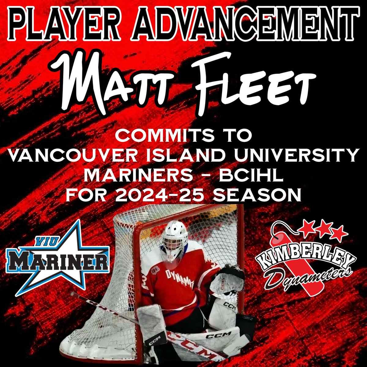 💥COMMITMENT ALERT💥
Matt Fleet has committed with Vancouver Island University Mariners (BCIHL) for 2024-25 season.
Congratulations Matt!!
🧨💥KABOOM!!!💥🧨 
#NitroNation #KIJHL <a href="/KIJHL/">Kootenay International Junior ‘A’ Hockey League</a>