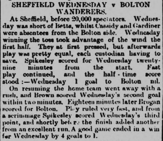 Dunsbyowl's tweet photo. #OnThisDay in 1892 in the FA Cup Wednesday  4 @OfficialBWFC 1 at Olive Grove, Sheffield Att 20,000 #swfc Goals @SpiksleyBook 2 goals (on his debut! )   R N Brown &amp;  R Richardson #PlayUpWednesday #UTO https://t.co/qac8NRZoQ9