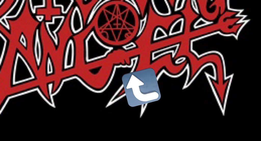 nightshiftmerch's tweet photo. Some people think Party Cannon has the cutest logo in death metal, but it’s actually Morbid Angel cause their logo has a lil’ evil hand. https://t.co/IpQUbX2Gi5