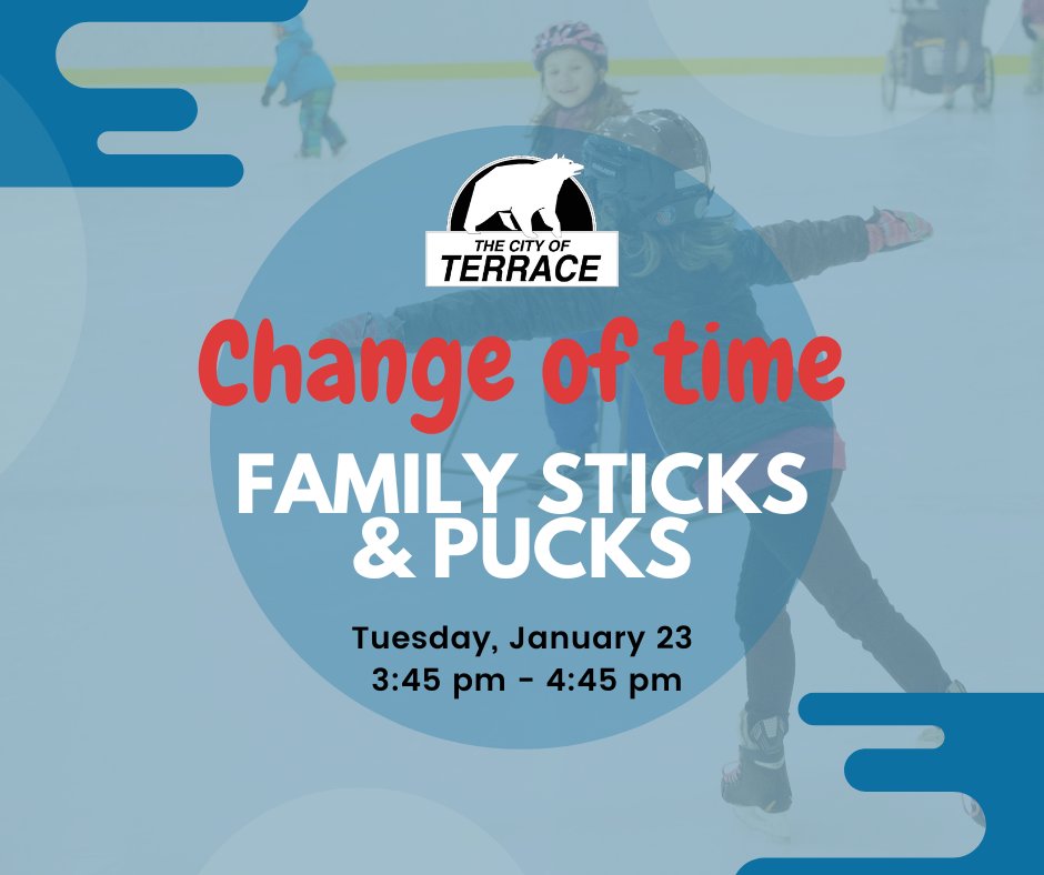 Please note the change of time for tomorrow's Family Sticks &amp; Pucks! 
It's been moved back 15 minutes and will be 3:45 pm - 4:45 pm