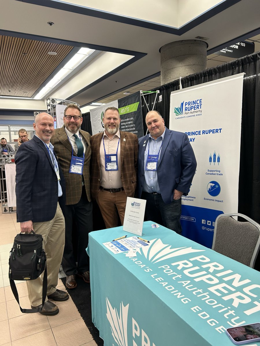 rupertport's tweet photo. It was great to connect with communities, leaders, and industry representatives from across northern BC and beyond at #BCNRF2024. Thanks for stopping by our booth to learn about how we are strengthening supply chains at the Port of #PrinceRupert. 🧵1/3 https://t.co/grKrCOaFRg
