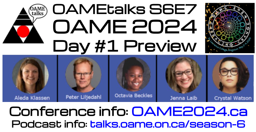 [New Podcast] It's the #OAME2024 Day 1 preview. Featuring: @AledaKlassen @pgliljedahl @BecklesOctavia @JennaLaib & @CrystalMWatson Listen here: talks.oame.on.ca/season-6 Check out all the conference info at oame2024.ca #MathChat #MTBoS #iTeachMath
