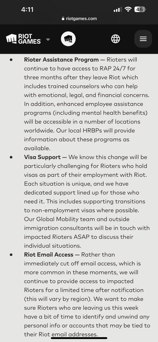 lumbogg's tweet image. This is genuinely one of the nicest severance packages I’ve ever seen, layoffs are unfortunate but this is a wonderful gesture by riot in my opinion