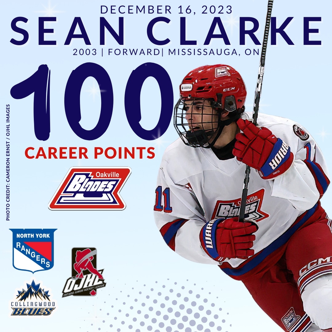 Catching up on milestones, Sean Clarke reached 💯 Jr. A career points back in December and is now at 109 points! 

Congratulations, Clarkey! We look forward to seeing you reach many more milestones! 

#OBladesHky #GoBladesGo