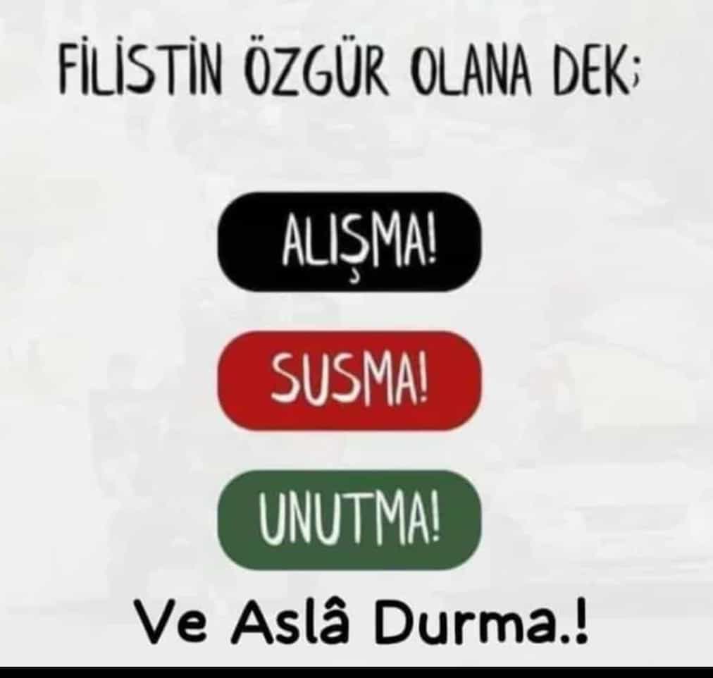 GAZZE’DE SİVİLLER ÖLÜYOR…

GAZZE’DE ÇOCUKLAR ÖLÜYOR…

ALIŞMA!

SUSMA!

UNUTMA!

#GenocideGaza