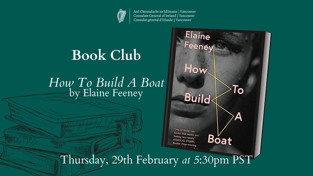 Our Book Club is back!

Join us at the Consulate on Thursday, 29th February (5:30 - 7:00 pm) to discuss the book  ‘How To Build A Boat’ by Elaine Feeney.

Space is limited, register here: february-book-club.eventbrite.ie

#bookclub #HowToBuildABoat #GlobalIreland