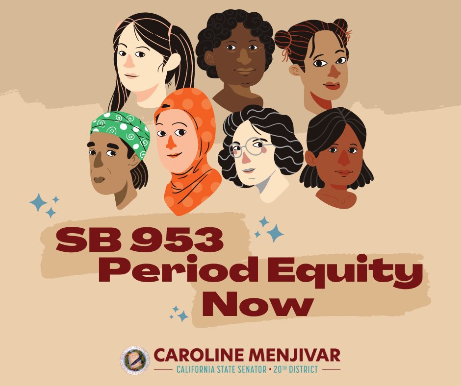SenatorMenjivar's tweet photo. #SB953 Period Equity Now can address the dangerous inequity of #periodpoverty for menstruators enrolled in Medi-Cal by requiring @DHCS_CA to seek necessary federal waivers to implement #MediCal coverage for #menstrualproducts
#WhatWeAllDeserve @periodsupplies & @IGNITE_National https://t.co/c06GnMDWkC