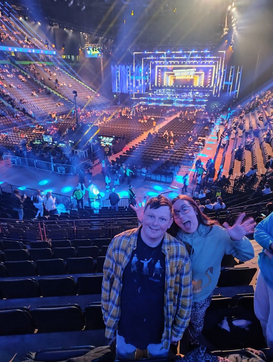 wiganatc's tweet photo. Our director and WATC member Emma (Paris from Wheeler Fortune) have been to see The National Lottery Big Night of Musicals at the AO Arena tonight what an amazing night we had.tune into BBC one on Saturday 27th January you might see us. https://t.co/Ak8wkqeTcD