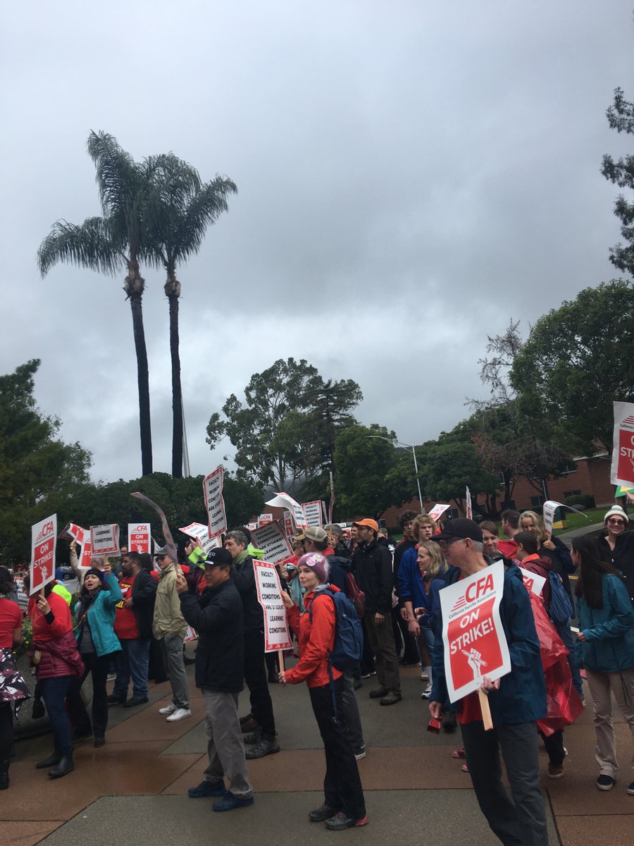 #CFAonStrike 
Faculty working conditions are student learning conditions! On strike at Cal Poly, SLO.  #RaiseTheFloor #RespectUsPayUs #WeAreTheCSU