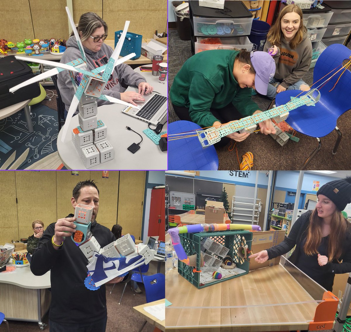 Teachers at Los Molinos Elementary had a great Barobo PD this weekend!

With Barobo's Engineering Design Framework teachers engaged in problem solving to develop advanced windmills, suspension bridges, prosthetic limbs, and endangered species habitats (with robot hamster wheels).