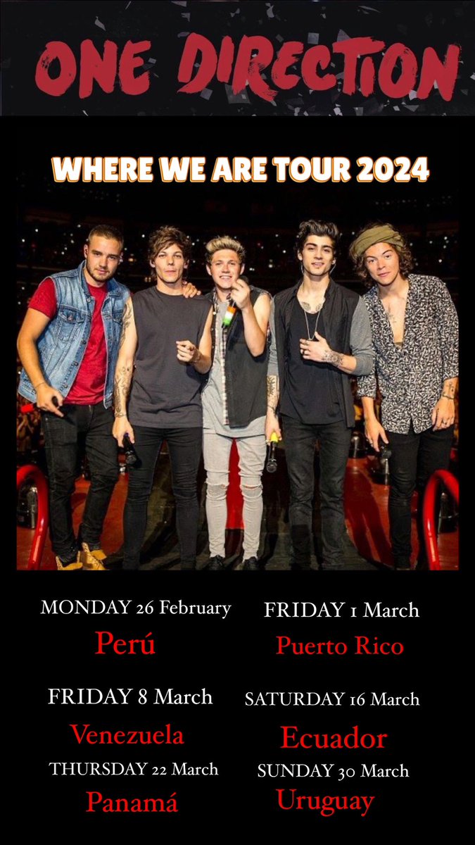Billhsltgi's tweet photo. New dates of this Tour "we are back" buy your tickets now!!
Tour. One Direction. 2024. LATAM.
#onedirectionback
https://t.co/iy7RuMKnm4 https://t.co/QnUlOkPMGA