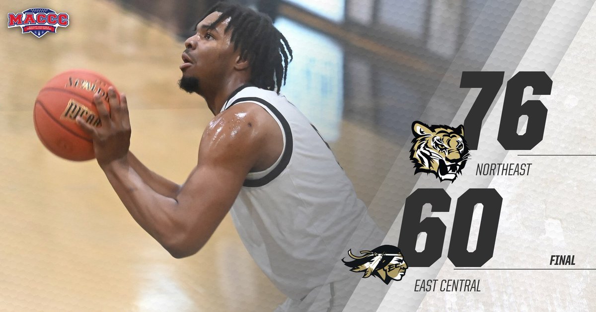 MBK | FINAL: No. 23 Northeast 76, East Central 60.

<a href="/NEMCCBasketball/">NEMCCMen'sBasketball</a> finds its groove in the second half to pull away &amp; win its #MACCC opener!!

#NEMCC plays its first conference road game on Thursday at Hinds!

🐯 #TigerTown