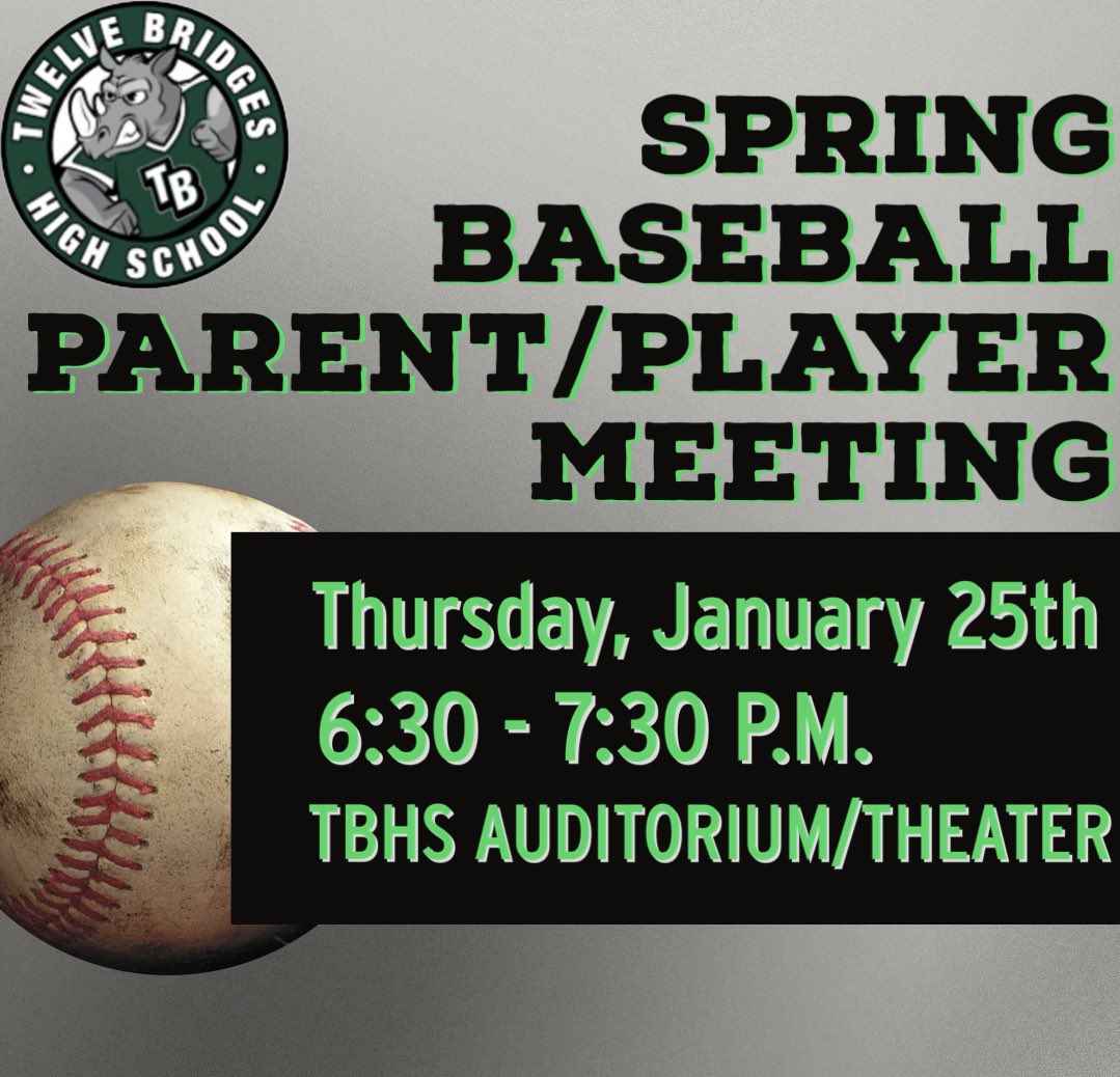 TBHS_Baseball's tweet photo. 📌 PLAYER/PARENT MEETING 

This meeting is for all players planning to attend tryouts next week. https://t.co/llM0ADhjBC
