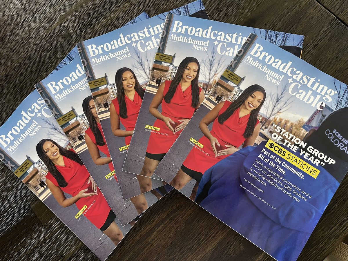 cbkmediamgt's tweet photo. Look what came in the mail. Thanks @bcbeat for these copies of the December 2023 issue of Broadcasting + Cable magazine featuring client @ToriMasonTV on the cover!
👏👏👏
#DenverTVNews
#CBSColorado
#Broadcasting+Cable
#NewsAnchor
#NewsReporter
#TeamCBK https://t.co/RTAPSh2EX3