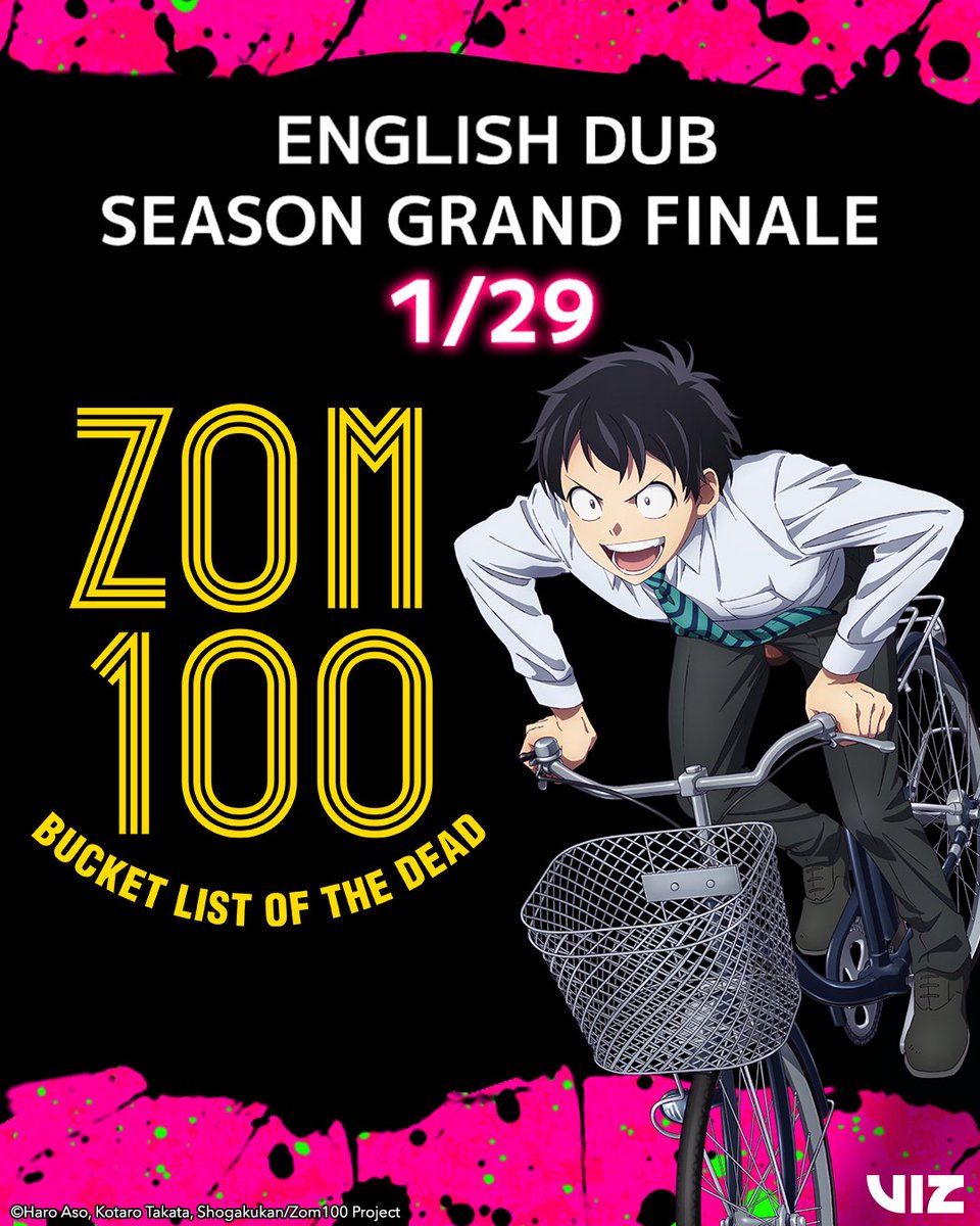 #Zom100 Dub Season Grand Finale premieres next week! 1/29 7:30AM PT. Watch Episodes 10-12 on @Crunchyroll, @Hulu, & @Netflix! 🧟🎉