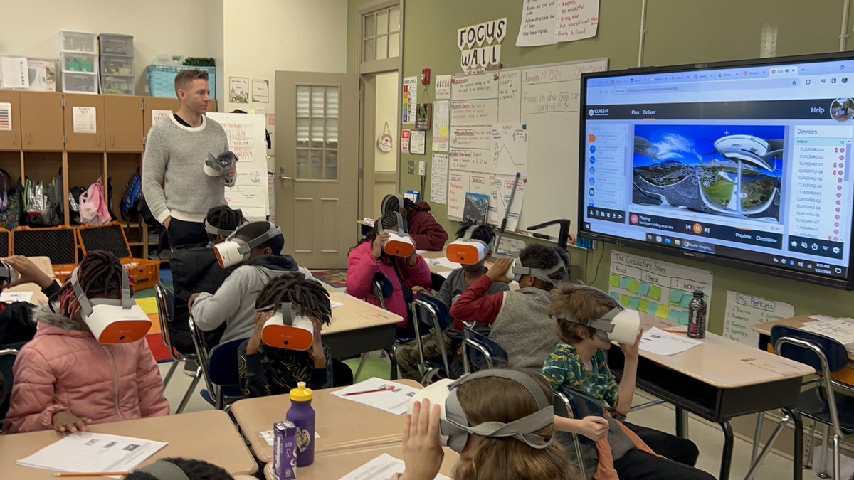 Bringing <a href="/WitWisdomELA/">Wit & Wisdom English</a> to life <a href="/FHGES/">Forest Hills GES</a> with Virtual Reality! The students had a blast exploring the farm, space, the American west and extreme settings. I had a blast leading these lessons with Mr. Robinson today! Ready for day 2 tomorrow! <a href="/maureenhill_/">Maureen Hill</a>
