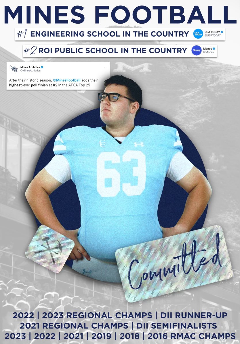 After a truly great visit to Colorado School of Mines I have decided to commit. I know in my heart that Mines is right for me!! Thank you Coach Tripp. #oredigger #mines <a href="/coachTthomas6/">Tripp Thomas</a> <a href="/FondawRoy/">Roy Fondaw - NSR</a> <a href="/CyChristian_Ath/">Cypress Christian Athletics</a> <a href="/MinesFootball/">Mines Football</a>