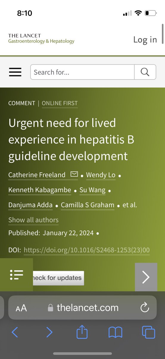 Proud to stand with advocates in a call published in @LancetGastroHep for people with lived experience to be involved in #hepB guideline development @HepBFoundation @hepactivist @DanjumaAdda @swang8 thelancet.com/journals/langa…