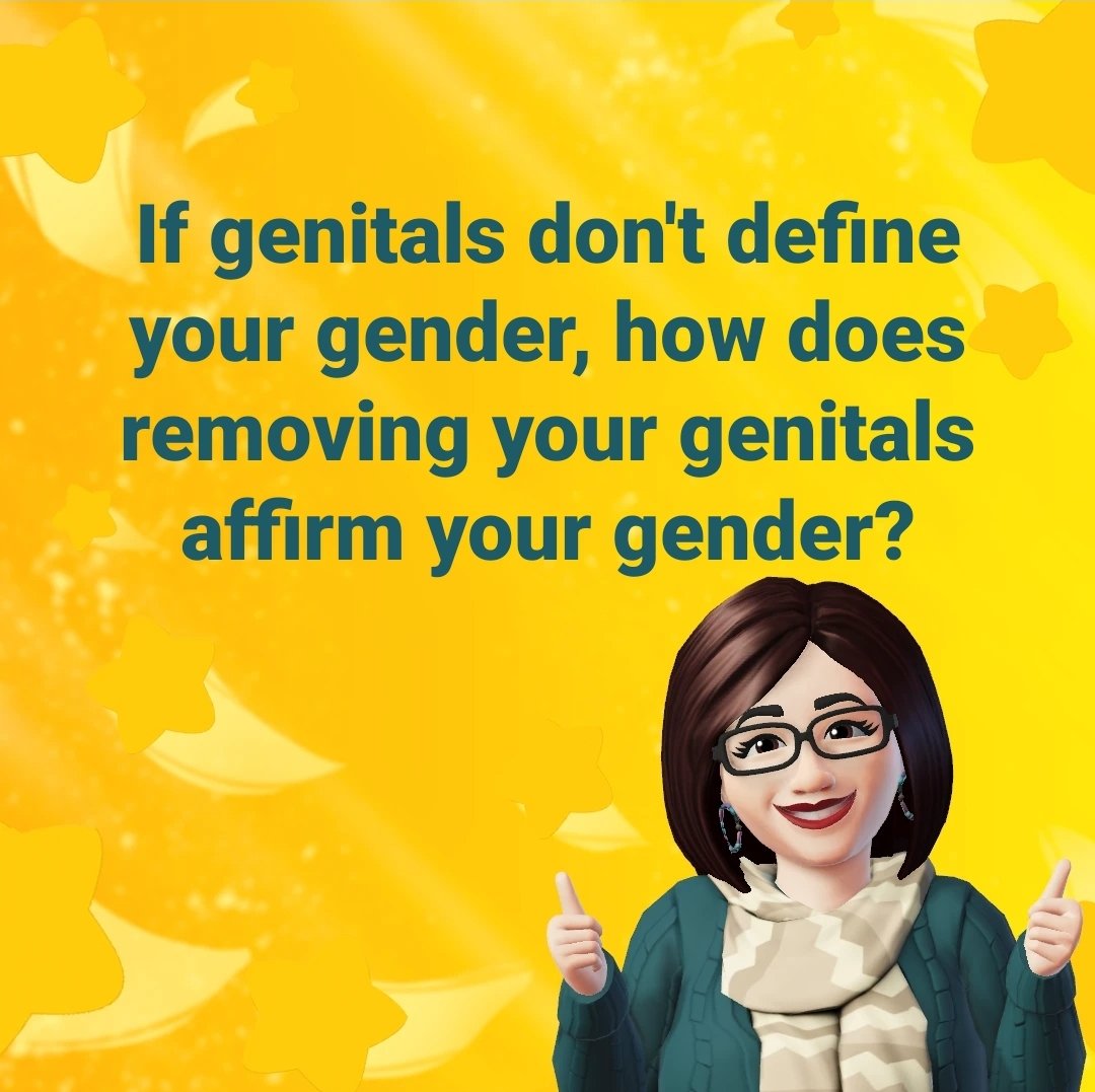 rightstuffgal's tweet image. If genitals don't define gender, how does removing them affirm it? #definewoman #menaremen #genderbender