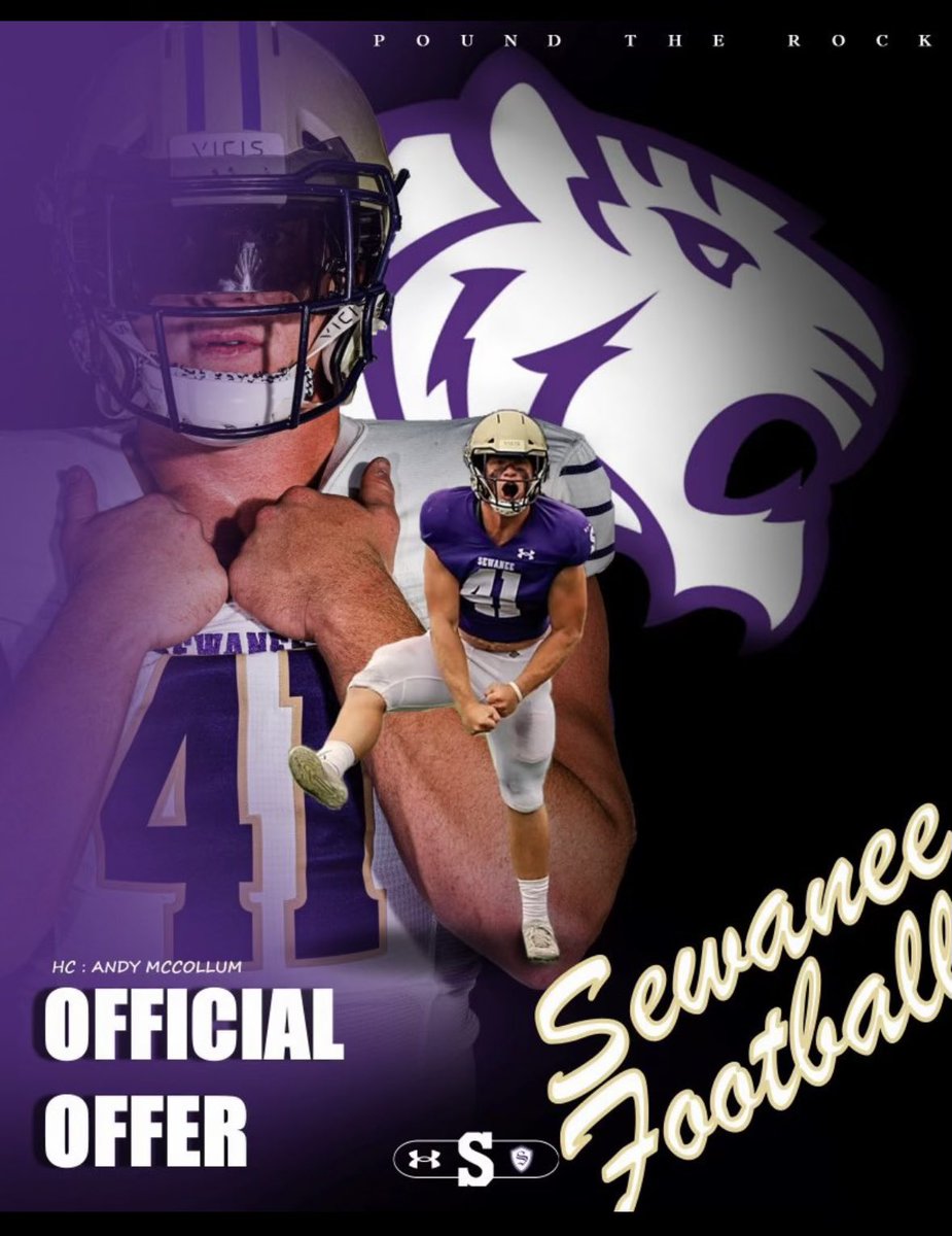 I’m Blessed to say that I’ve received my first official offer to play football @SewaneeFootball