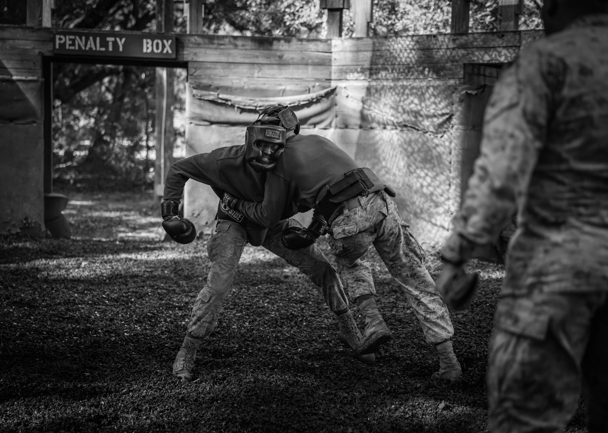 DeptofWar's tweet image. Alpha Company, 1st Recruit Training Battalion, pushing limits in body-sparring bouts during the 54-hour Crucible at Marine Corps Recruit Depot Parris Island, S.C. 

This challenging event is the culmination of 11 weeks of hard training. 🥋 #MarineTraining #CrucibleChallenge