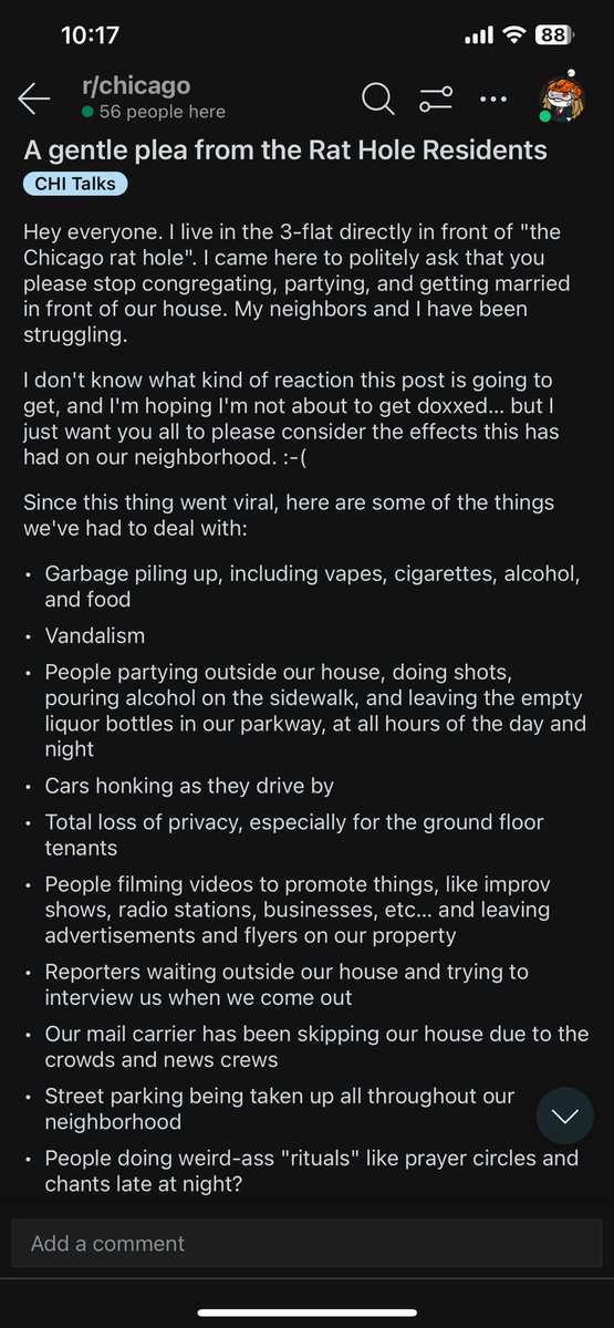 AyyStayban's tweet photo. Y’all couldn’t fucking behave and now the #chicagorathole is gonna go away. Next time we have a cool, funny thing, don’t be fucking weirdos about it. https://t.co/UMAMSfjFev