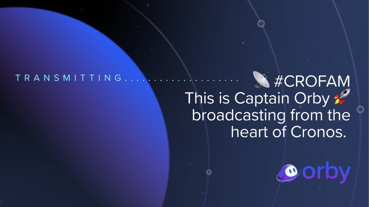 OrbyNetwork's tweet photo. 1/12 📡 #CROFAM, this is Captain Orby 🚀 broadcasting from the heart of Cronos.

🛰️ TRANSMITTING...

We are excited to share more about the Orby Network and how we're going to make your staked assets, such as $CDCETH, work even harder for you 💰

🎙️ https://t.co/ZoNZiV5uC2