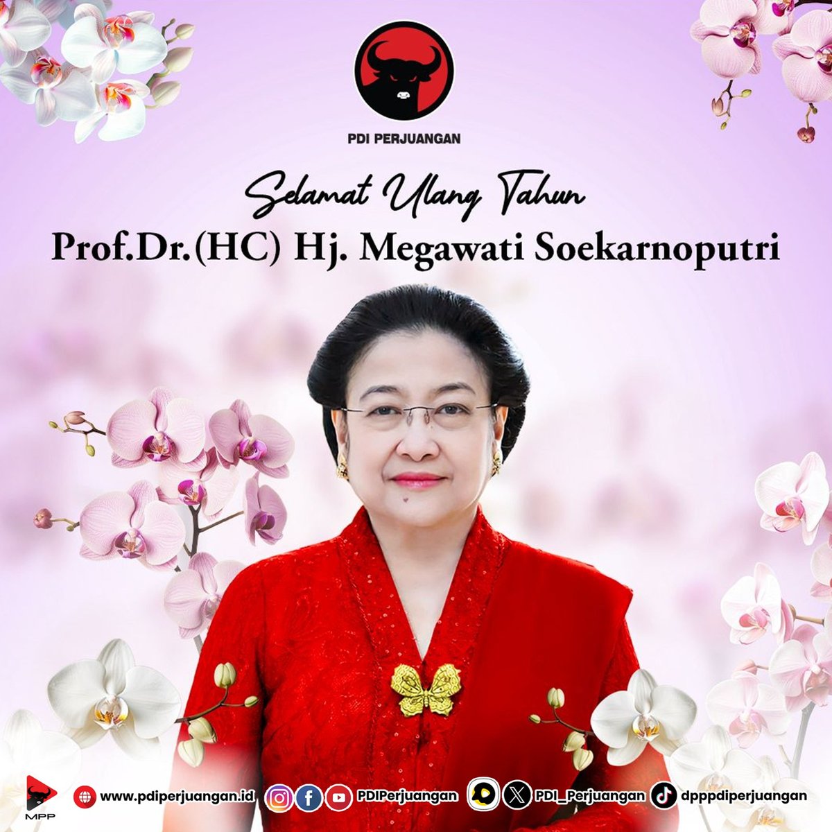 Selamat Ulang Tahun yang penuh makna untuk Prof. Dr. (HC) Hj. Megawati Soekarnoputri Terima kasih atas dedikasi, kebijaksanaan, dan semangatnya yang membara. Satyam Eva Jayate – Kebenaran pasti menang bersama #GanjarUntukSemua #GanjarMahfud2024 #GanjarPresidenRakyat