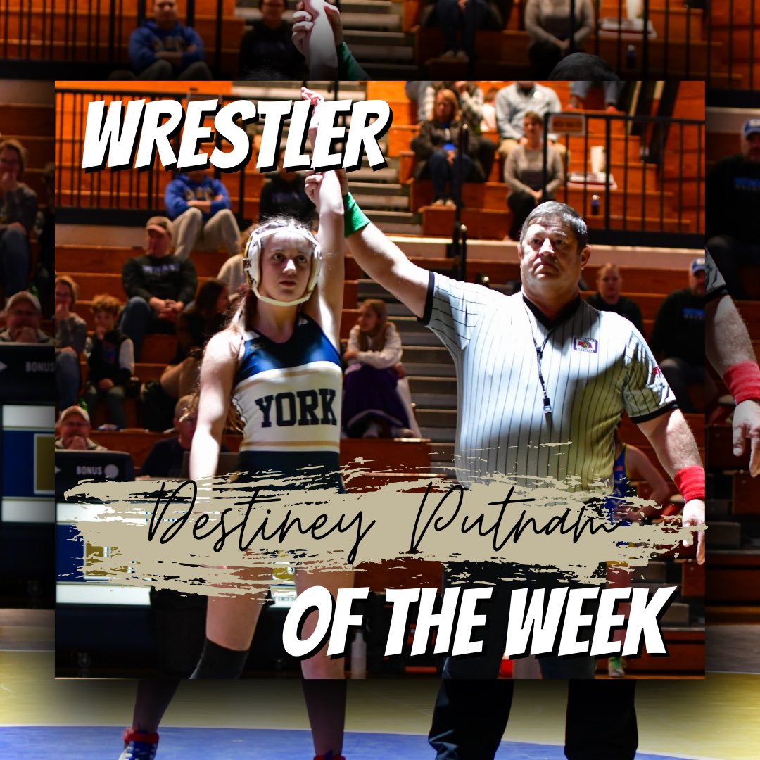 YorkDukeWrestle's tweet photo. Wrestlers of the Week:
Brooks Loosvelt: 5-0 @ Midwest Duals| All Tournament Team| Runner-Up @ John Higgins Invite
Destiney Putnam: 6th @ John Higgins Invite.
Greysen Light: Champion @ Centennial JV Invite. Record 5-0
Alex Rodriguez: Champion @ Centennial JV Invite. 4-0 record https://t.co/7udjl3EQbg